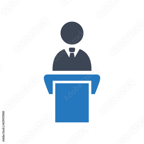Public speaker presentation vector icon