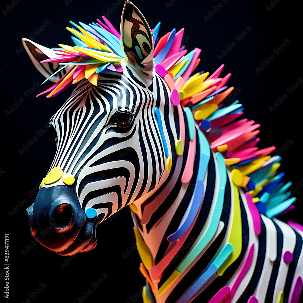 zebra in the form of a zebra - obrazy, fototapety, plakaty 