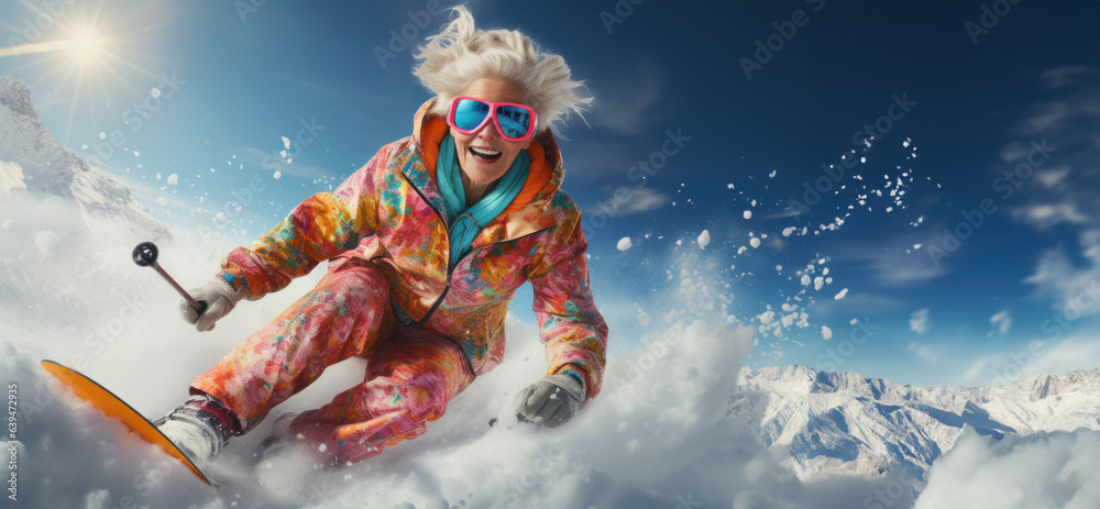 Grandma Defies Age: A Fearless Snowboarder Carving the Slopes with Tenacity