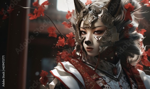 With a wolf mask covering her face, the anime girl in the portrait appeared both fierce and alluring.