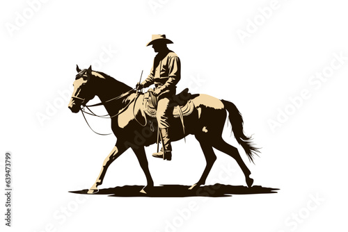 Cowboy riding horse silhouette. Vector illustration design.