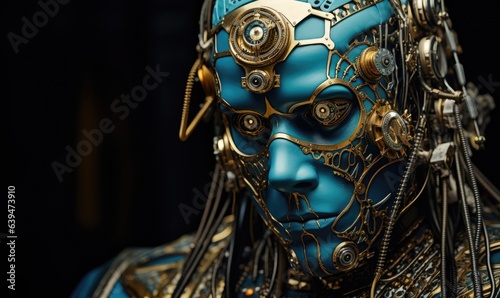 An edgy and captivating image of a cyborg pirate, their mechanical limbs and cybernetic eye adding a unique twist to their pirate persona.