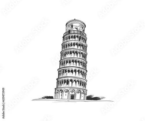 Leaning tower of pisa abstract hand drawn sketch. Vector illustration design. photo