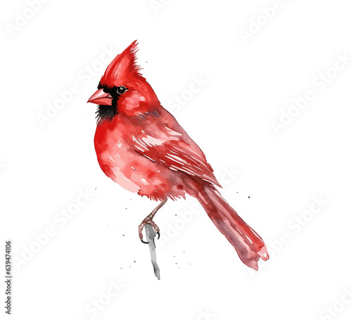 Leinwand Poster Red Cardinal bird watercolor. Vector illustration design.