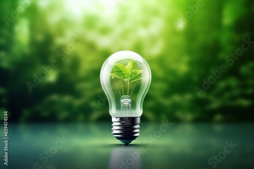 Eco Friendly Lightbulb, Energy Efficiency, Renewable and Sustainable Energy Concept. Generative Ai