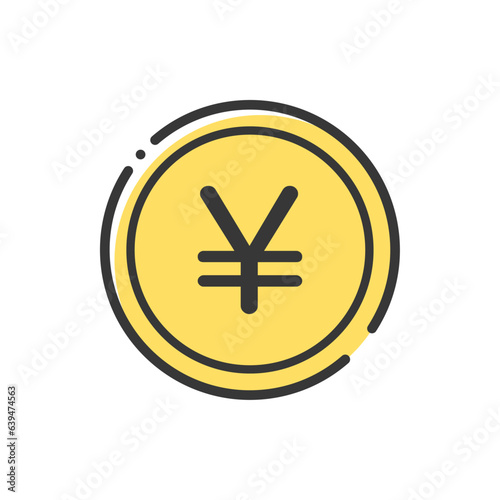 ¥の文字が入ったシンプルなコインのアイコン- 日本や中国などのお金･円や元のイメージ
 photo