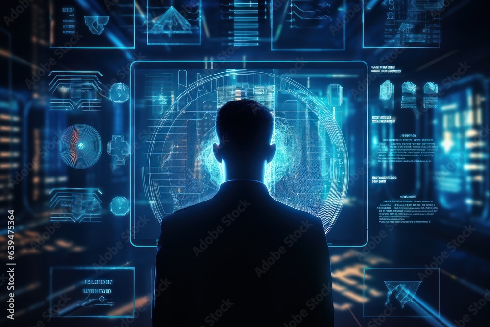 Futuristic of Iris Recognition and Retina Scanning System With Digital Interface, Biometric Identification and Data Security Verification. Generative Ai Futuristic of Iris Recognition and Retina Scanning System With Digital Interface, Biometric Identification and Data Security Verification. Generative Ai