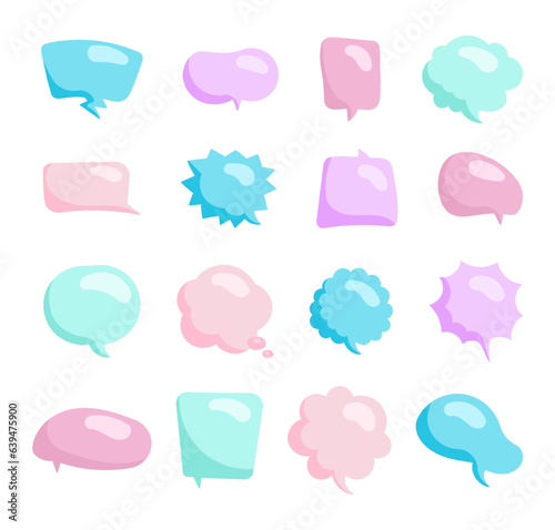 Speech bubble. Think talking decorative element message. Vector drawing. Collection of design elements.
