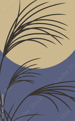 満月とススキの背景素材