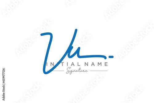 Initial VU signature logo template vector. Hand drawn Calligraphy lettering Vector illustration.