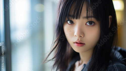 A Contemporary Asian teen, Asian simplicity, close-up. Asian people. Image.