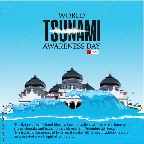 World Tsunami Awareness Day vector illustration