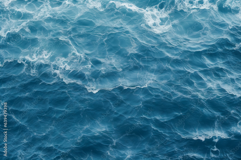 High angle shot of the Deep blue ocean with waves and ripples - obrazy, fototapety, plakaty 