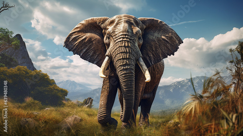 An The elephant is very powerful and rooted in the earth. Fantasy and spiritual art. animal meditation.