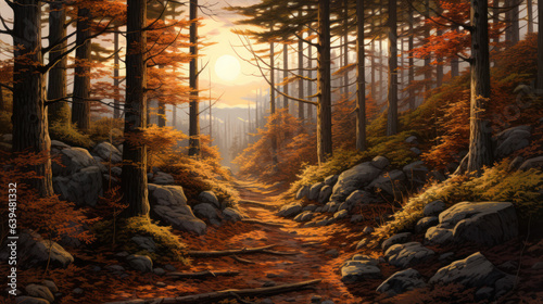 Illustration of the fall forest autumn