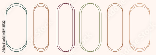 Modern minimalist aesthetic line arch frames in trendy boho style. Modern Y2K vector design outline elements - geometric form for banner, social media, poster. Shape Islamic door and window silhouette