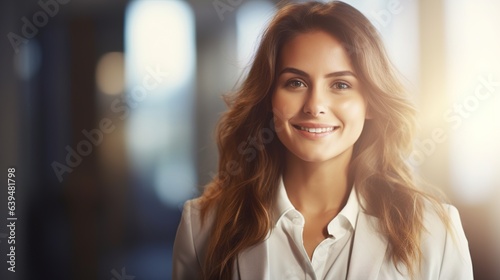 Portrait of a lovely woman looking at the camera at the office