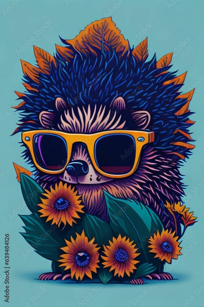 A detailed illustration of a Hedgehog for a t-shirt design, wallpaper, and fashion