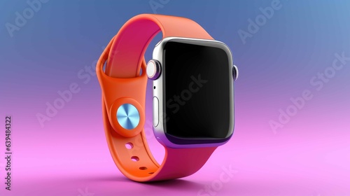 Smartwatch mock up over purple pastel background. Generative AI.