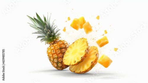 pineapple splash in water on white background 
