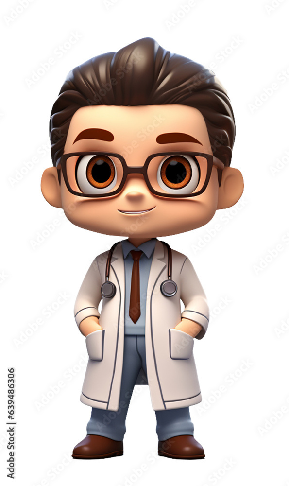 A cute Doctor character in uniform. Isolate on white background