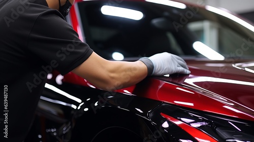 Paint protection film application on a luxury car