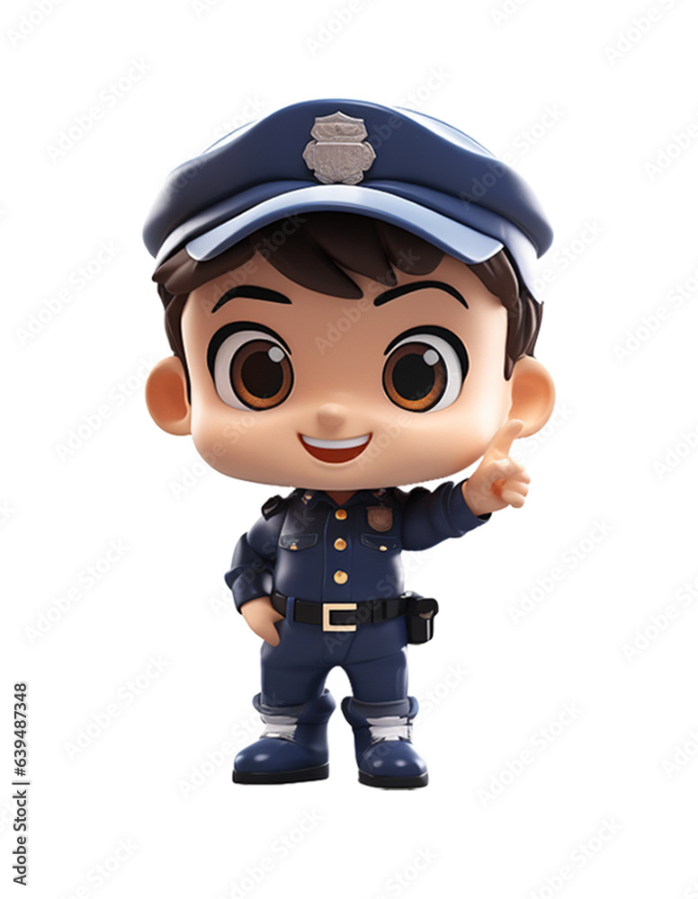 A Cute policeman character in uniform. Isolate on white background