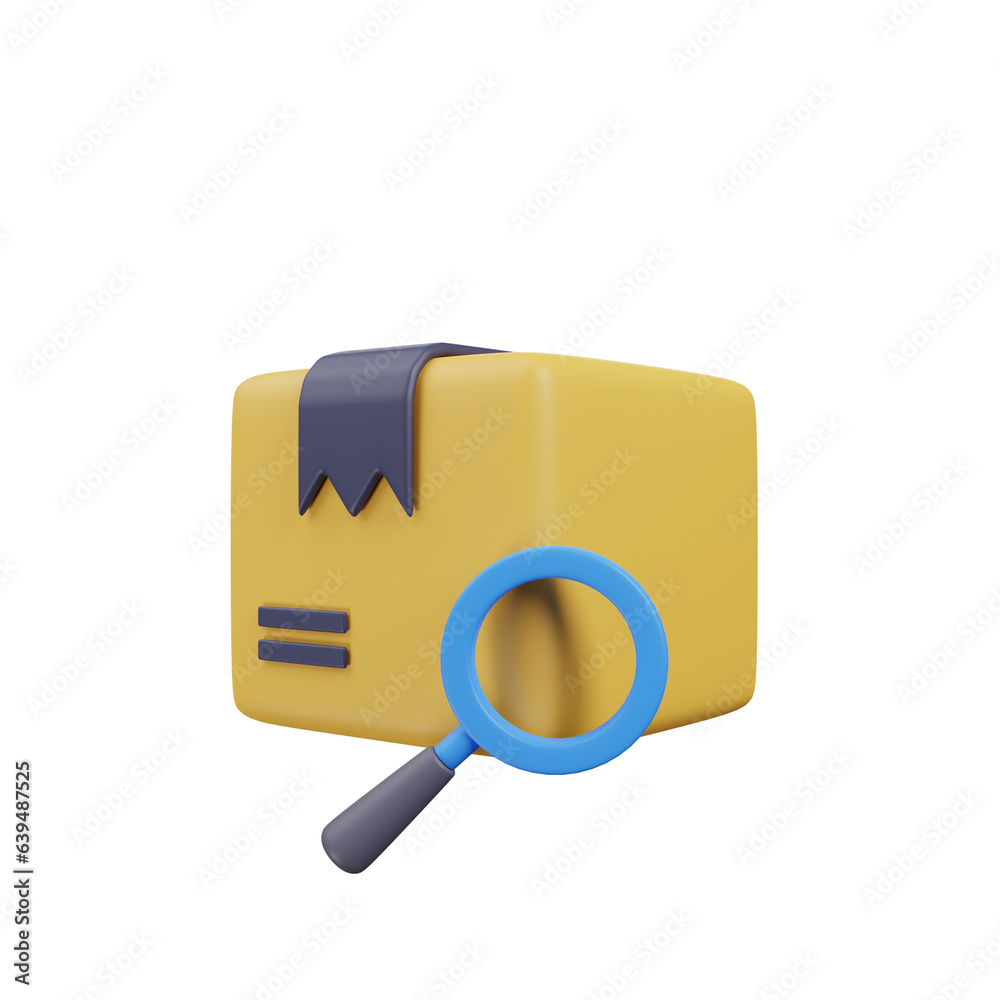 3d Illustration of shipment icon in 3d render style search icon magnifying 3d Illustration of shipment icon in 3d render style search icon magnifying