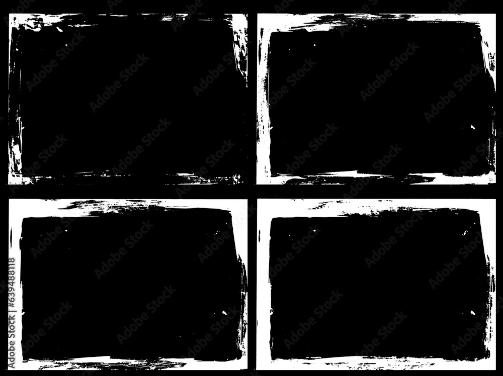 Set de fondos abstractos grunge con suciedad, marcos de suciedad negros y blancos, enmarcados. Espacio para texto o imagen