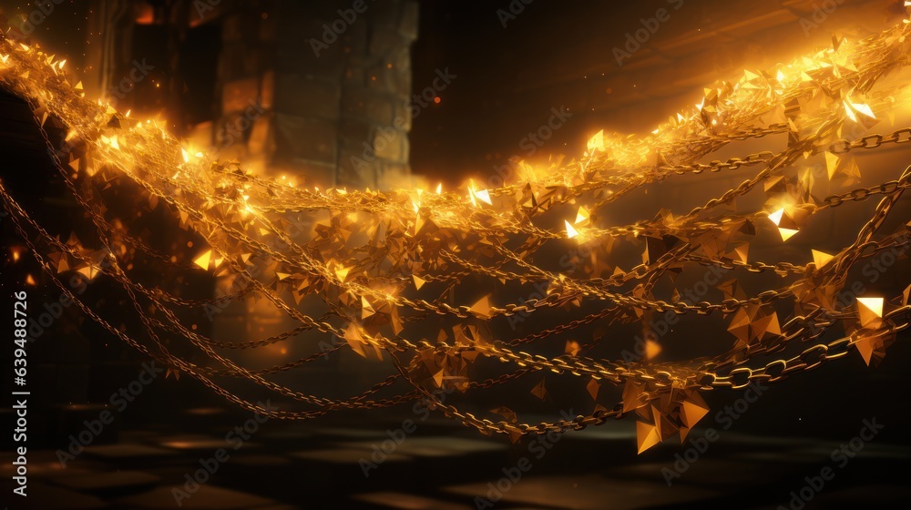 conceptual digital space background with golden chains, ai tools generated image 
