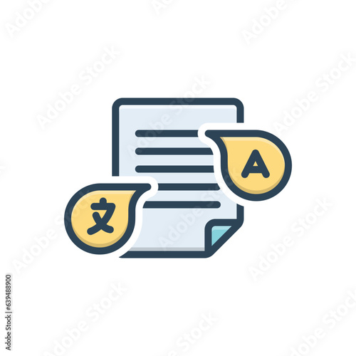 Color illustration icon for translated 