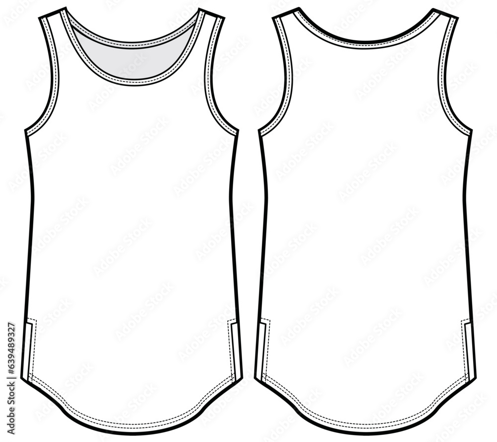 Men's active sleeveless Tank top vest flat sketch fashion illustration drawing template mock up with front and back view Men's active sleeveless Tank top vest flat sketch fashion illustration drawing template mock up with front and back view