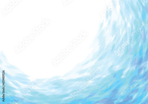 左上に円状の白い空白のある青系のペイントの壁紙