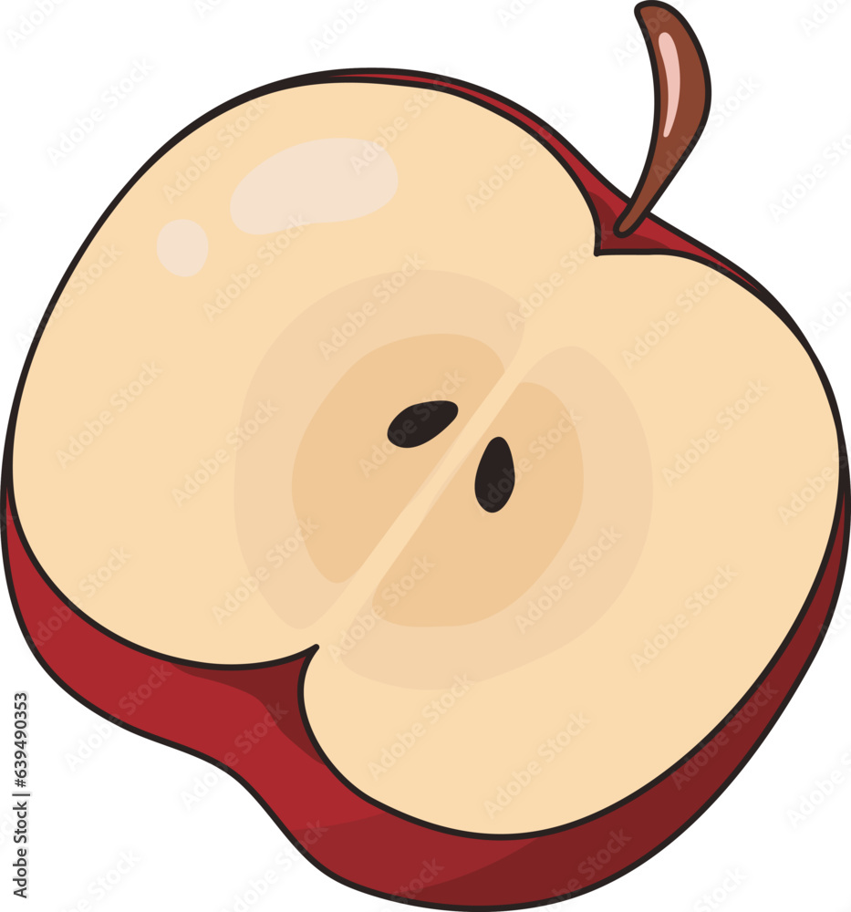 Fototapeta premium Red Delicious Organic Apple Sticker Illustration Graphic Element Art Card