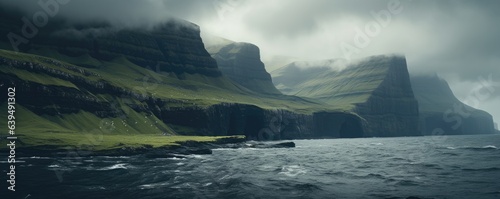 Fotografiet Landscapes of the Faroe Islands captured in summer. Generative ai