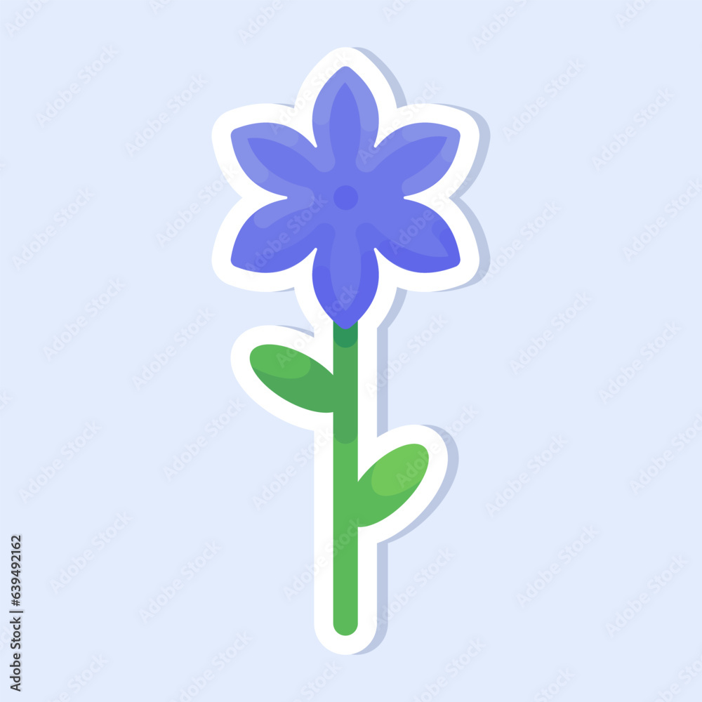 Vector illustration of cute blue flower sticker. Simple cute colorful flowers for kids. Vector illustration of cute blue flower sticker. Simple cute colorful flowers for kids.