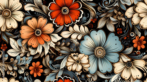 Seamless pattern llustration Abstract Flowers