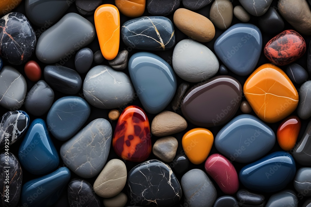 Natural Pebbled Background: Colorful Stones and Different Styles Natural Pebbled Background: Colorful Stones and Different Styles