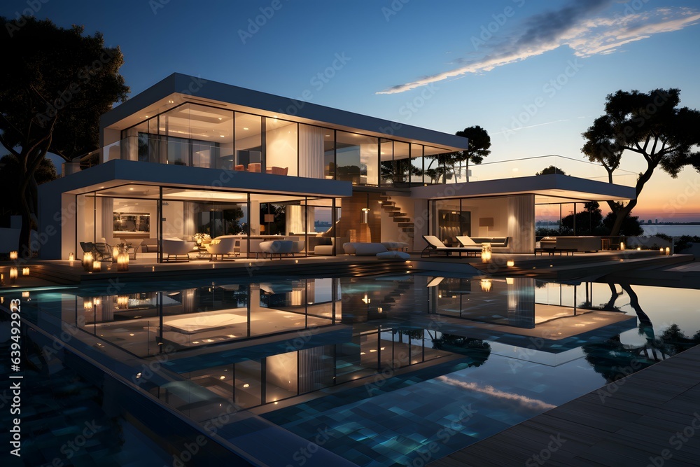 New Modern Villa with Pool: Luxury Living and Sundown Views New Modern Villa with Pool: Luxury Living and Sundown Views