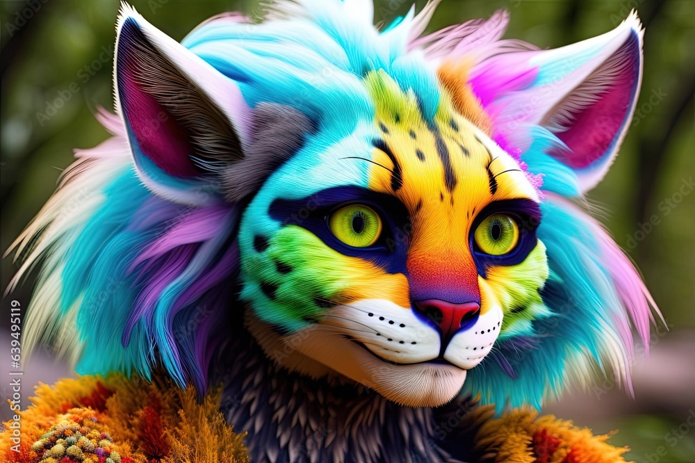 cheetah rainbow colors big ears alien human animal hybrid 