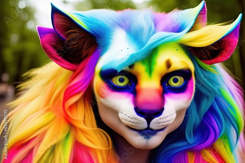 cheetah rainbow colors big ears alien human animal hybrid