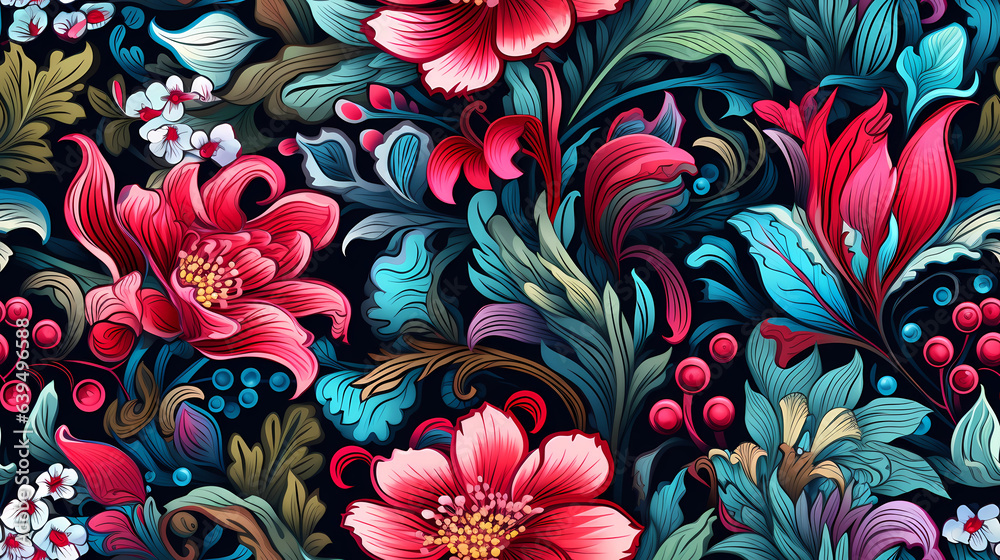 Seamless pattern llustration Abstract Flowers