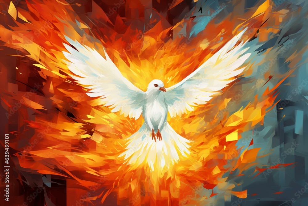 Digital Illustration Of The Holy Spirit Symbolized By A Dove Flames digital-illustration-of-the-holy-spirit-symbolized-by-a-dove-flames
