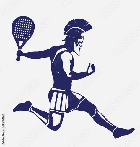 Male Tennis padel Player Icon Illustration. Paddle Sport Vector Graphic Symbol Clip Art. Sketch blue Sign young man is padel tennis player jump to the ball good looking for posts and poster video