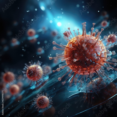 Texture of microorganisms, viruses, bacteria and sources of diseases that are dangerous and cause problems to immunity and health, good for pharmaceutical, medical, etc. Ai Generated image © Ka