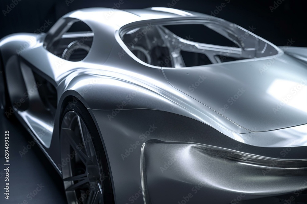 Design of a sports car body made from aluminum. Generative AI