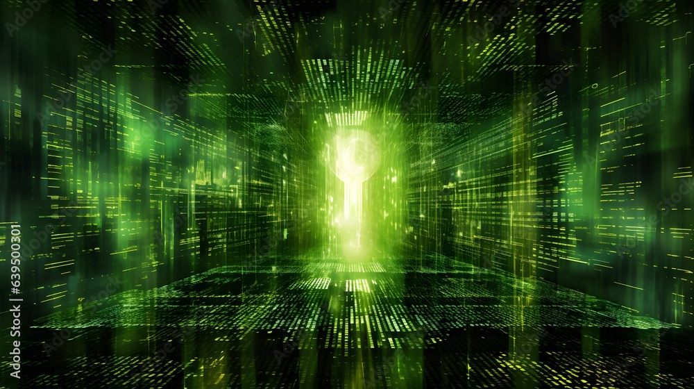 A keyhole to a hidden world of green matrix code