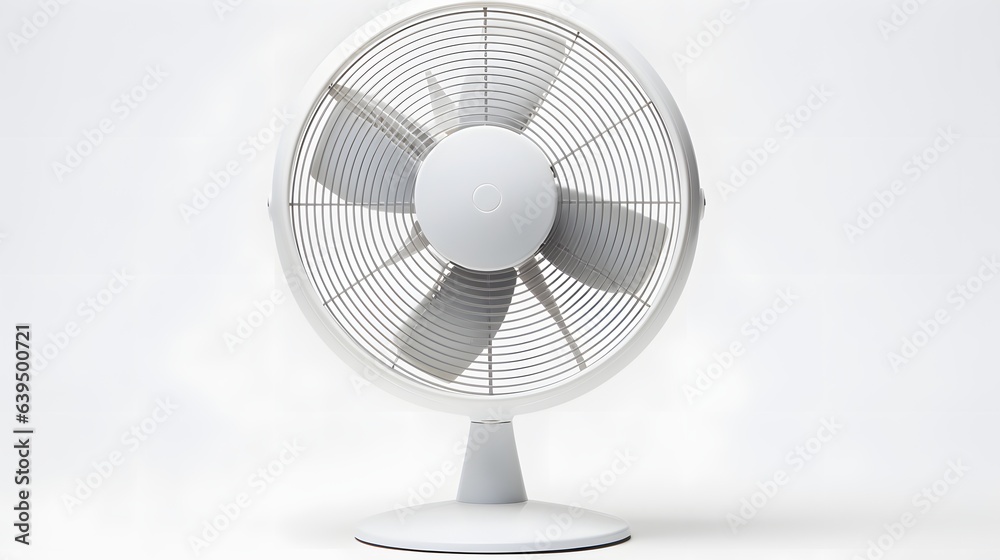 A white electric fan on a white background A white electric fan on a white background
