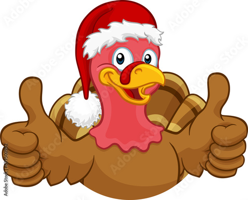 Turkey In Santa Hat Christm...