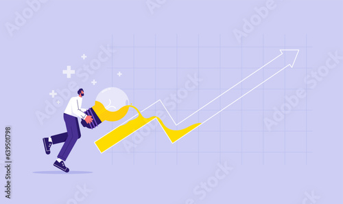 Idea, innovation and creativity help boost productivity and business growth concept, businessman use innovation and creativity to be successful 
